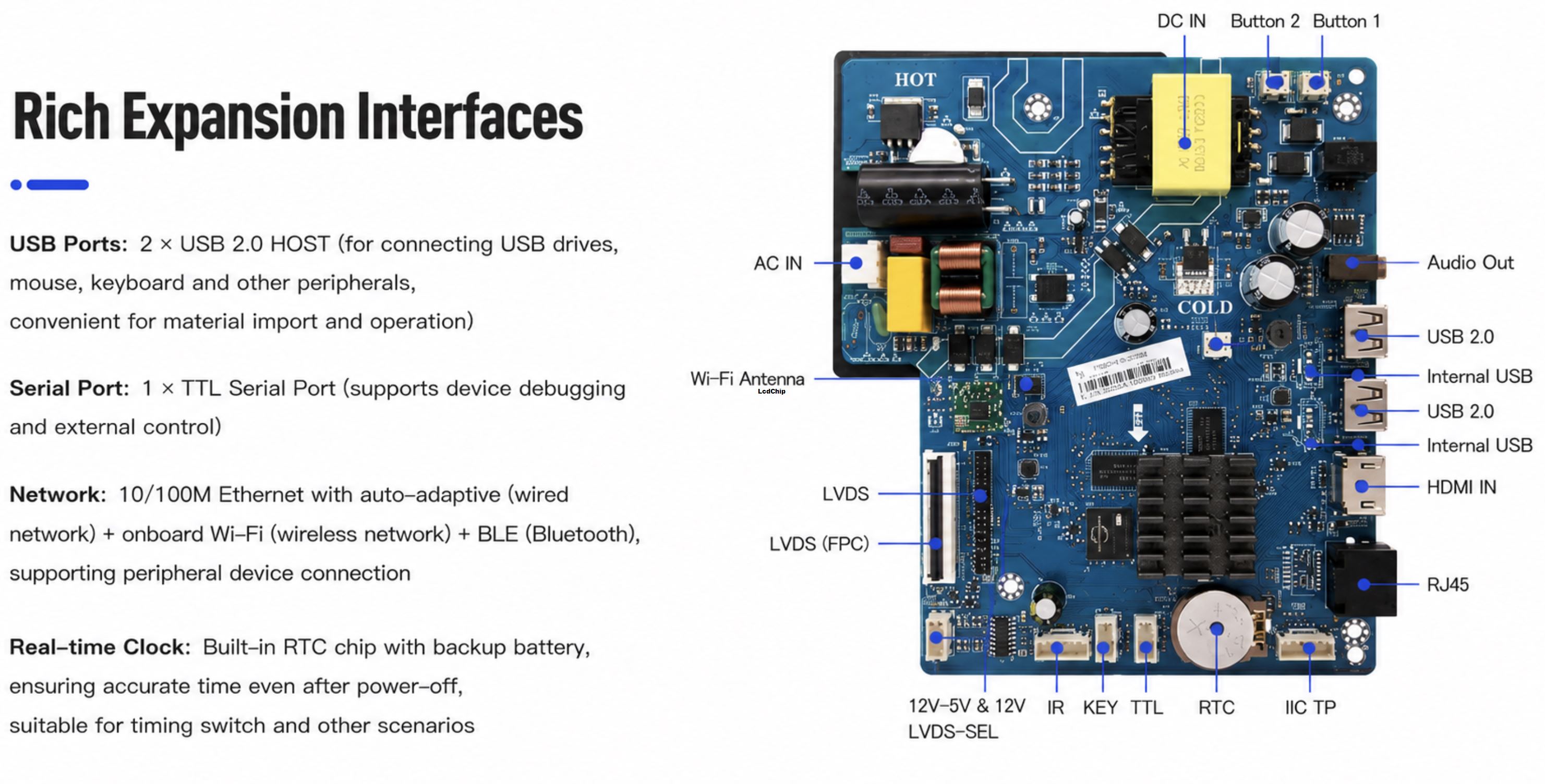 TS-352B2 integrated Android LCD controller board interface diagram