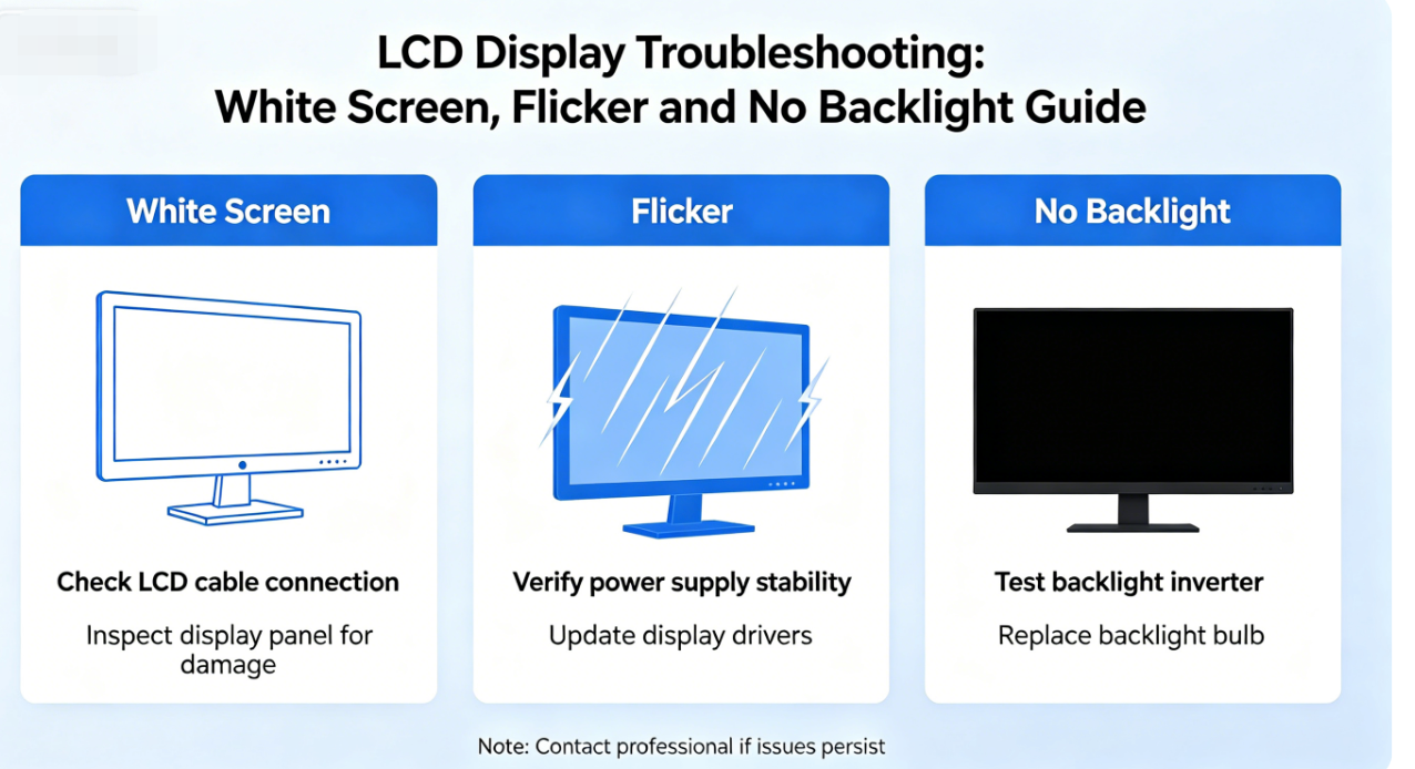 LCD Display Troubleshooting: White Screen, Flicker and No Backlight Guide