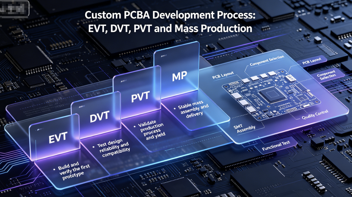 Custom PCBA Development Process: EVT, DVT, PVT and Mass Production