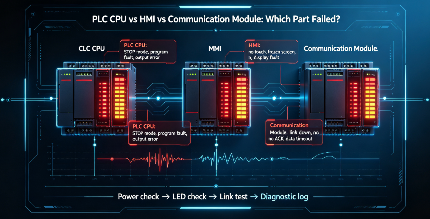 PLC CPU vs HMI vs Communication Module: Which Part Failed?
