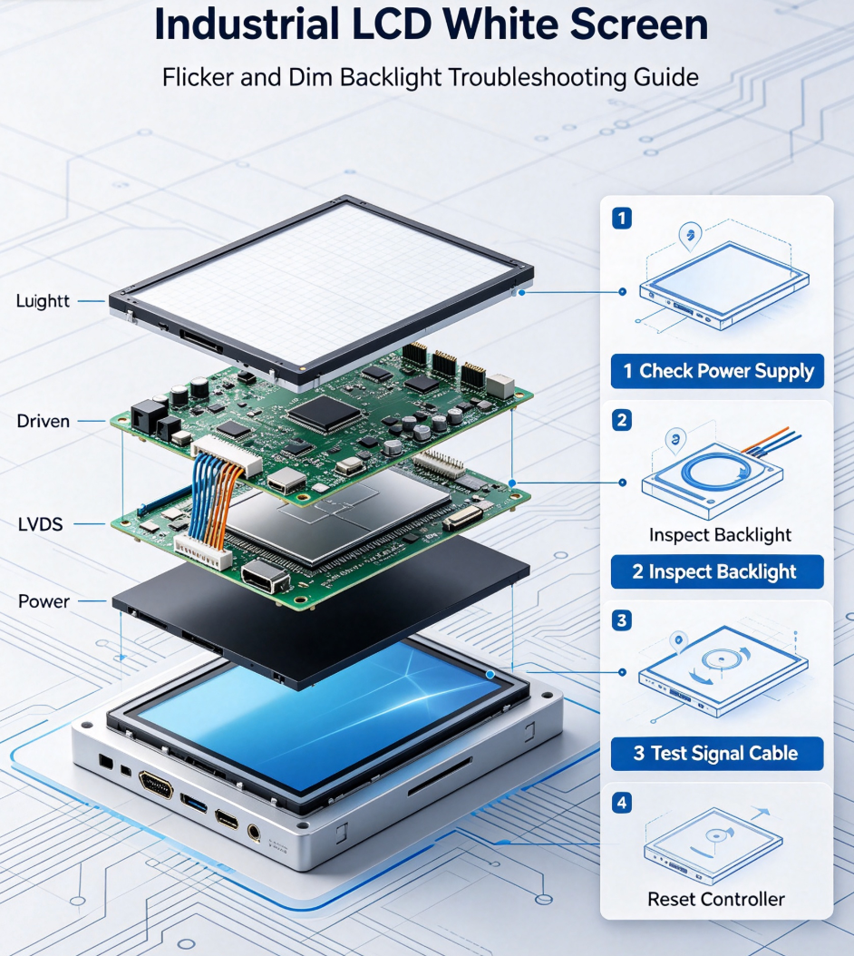 Industrial LCD White Screen, Flicker and Dim Backlight Troubleshooting Guide