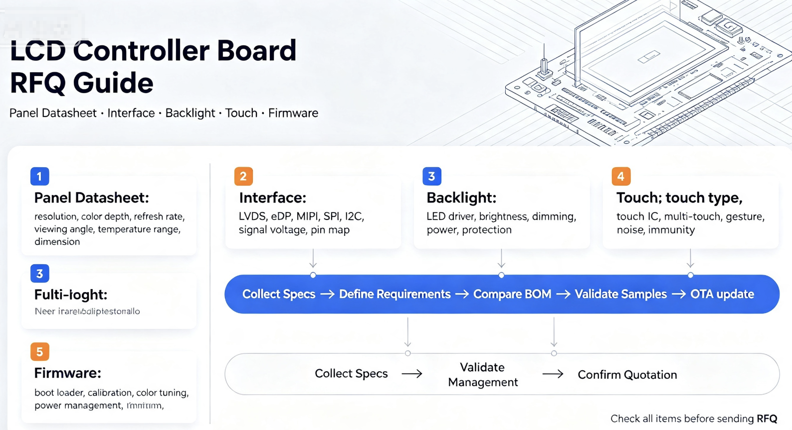 LCD Controller Board RFQ Guide: Panel Datasheet, Interface, Backlight, Touch and Firmware Checklist