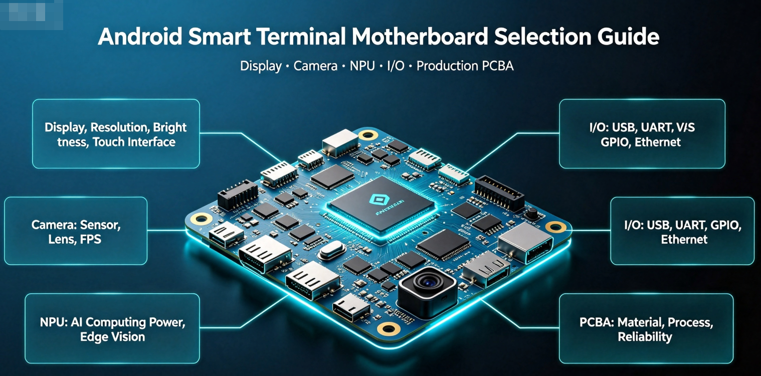 Android Smart Terminal Motherboard Selection Guide: Display, Camera, NPU, I/O and Production PCBA