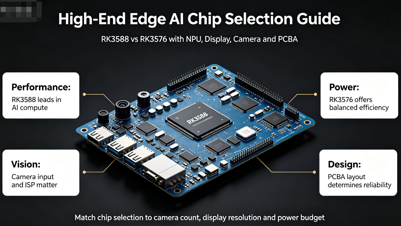 High-End Edge AI Chip Selection Guide: RK3588, RK3576, NPU, Display, Camera and PCBA