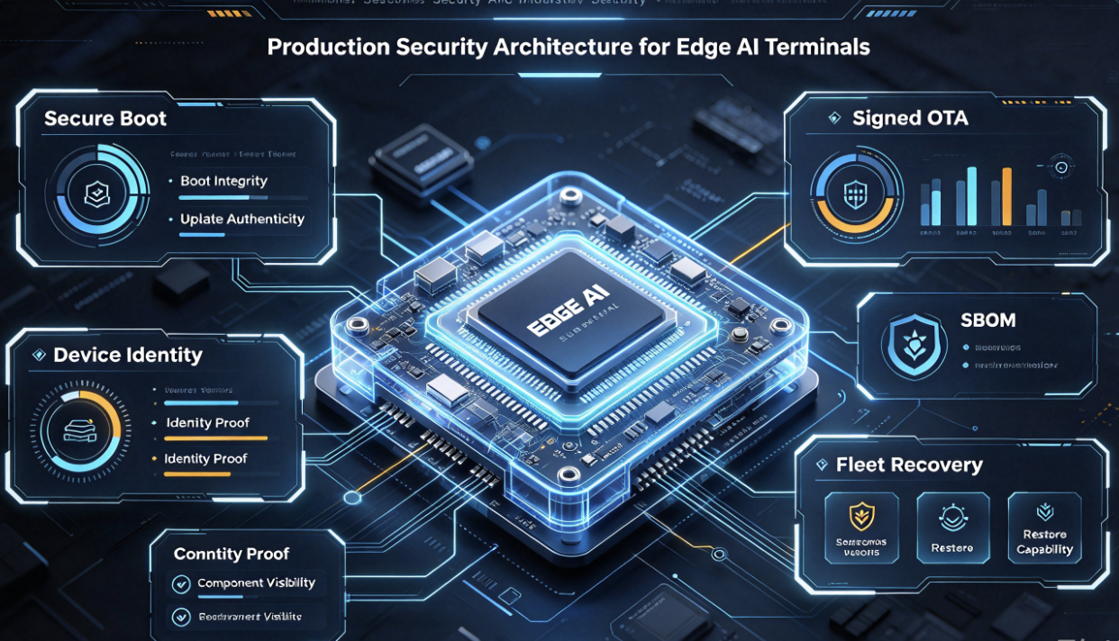 Production Security Architecture for Edge AI Terminals: Secure Boot, Signed OTA, Device Identity, SBOM and Fleet Recovery Production Security Architecture for Edge AI Terminals: Secure Boot, Signed OTA, Device Identity, SBOM and Fleet Recovery